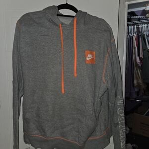Nike Gray Hoodie with Orange Accents